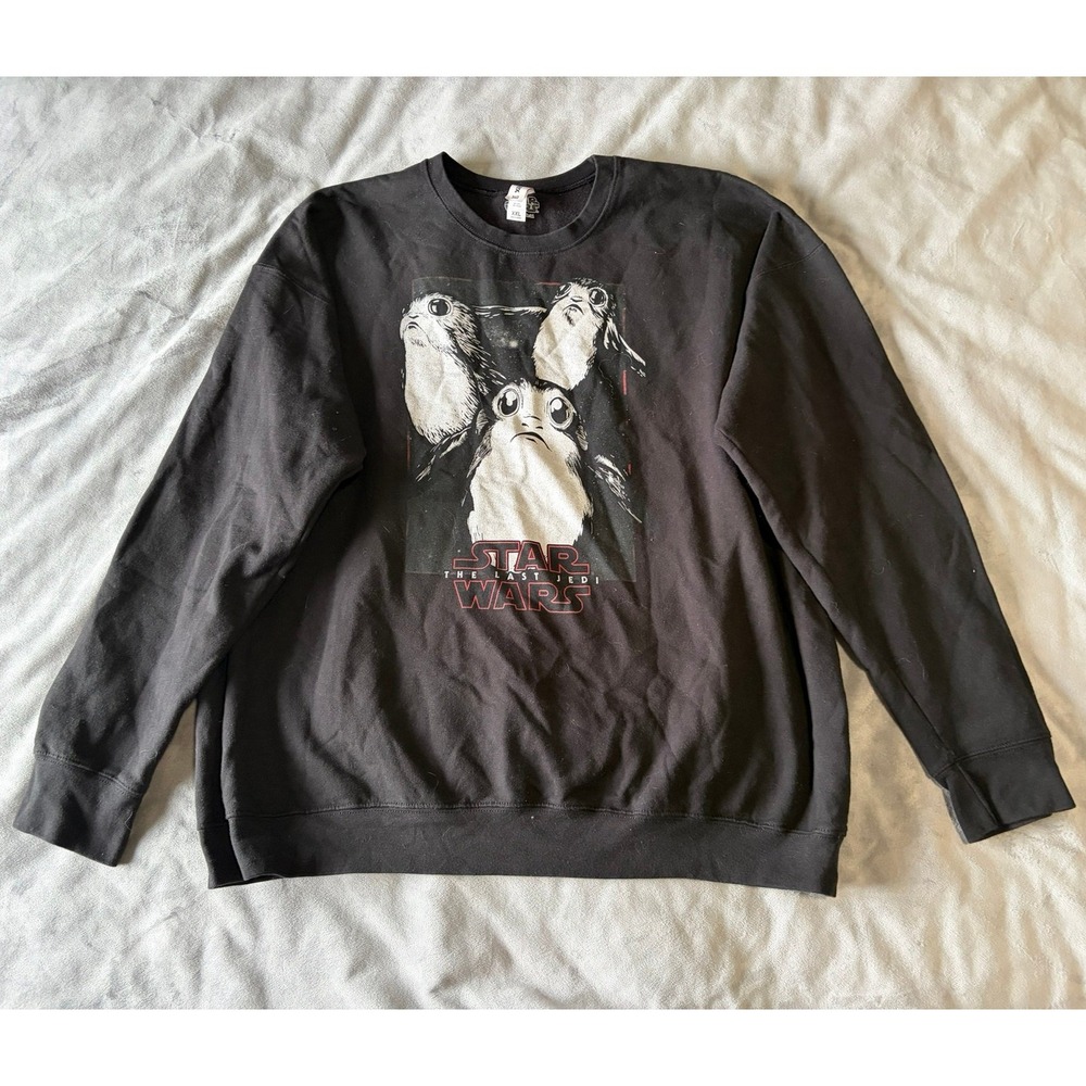 Star Wars The Last Jedi Porg Graphic Sweatshirt Tultex Black XXL Mens Pullover